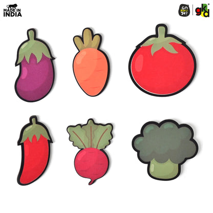 Wooden Fridge Magnet Set – Pack of 6 | Cartoon, Emoji & Veggie Designs | Cute, Fun & Durable Refrigerator Magnets