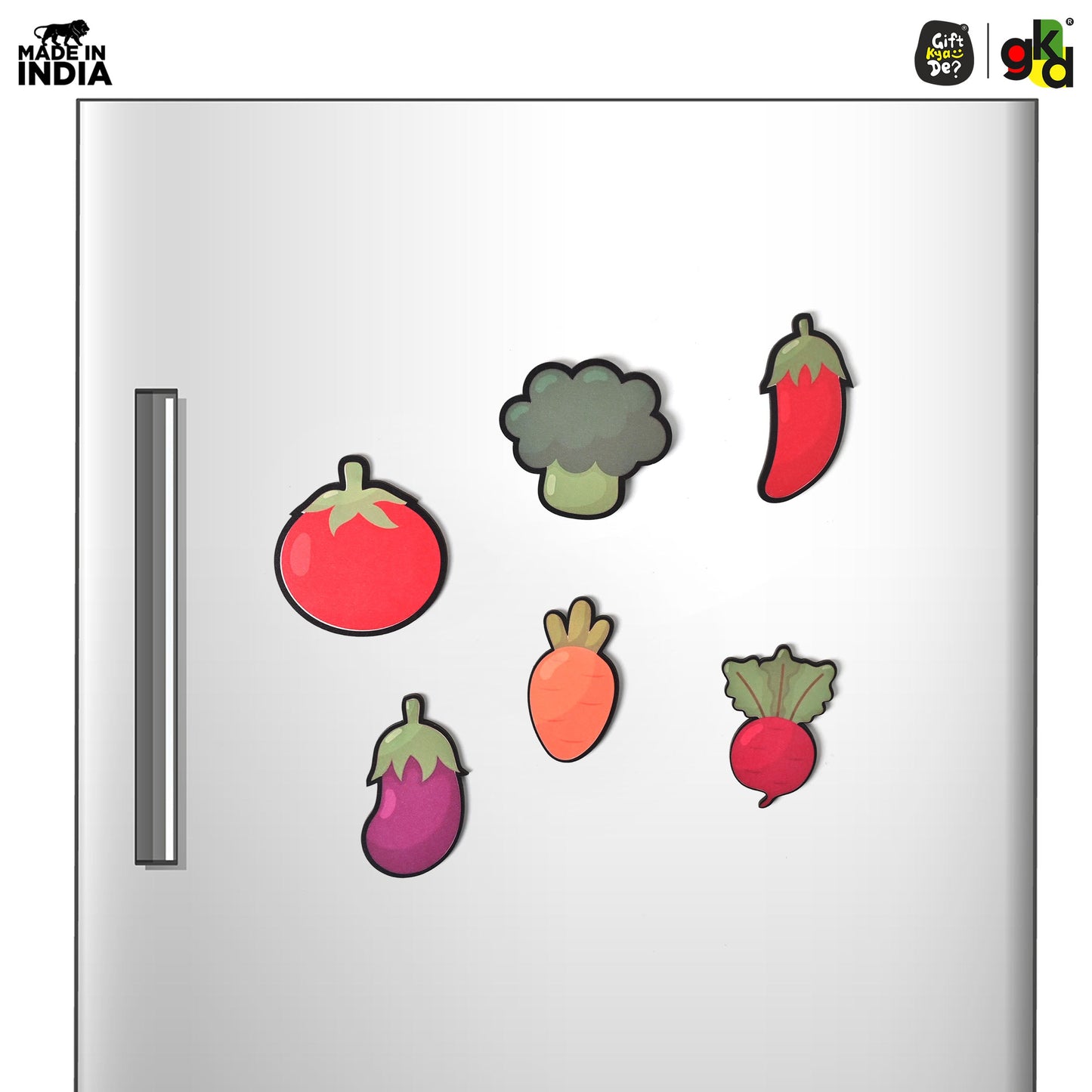 Wooden Fridge Magnet Set – Pack of 6 | Cartoon, Emoji & Veggie Designs | Cute, Fun & Durable Refrigerator Magnets