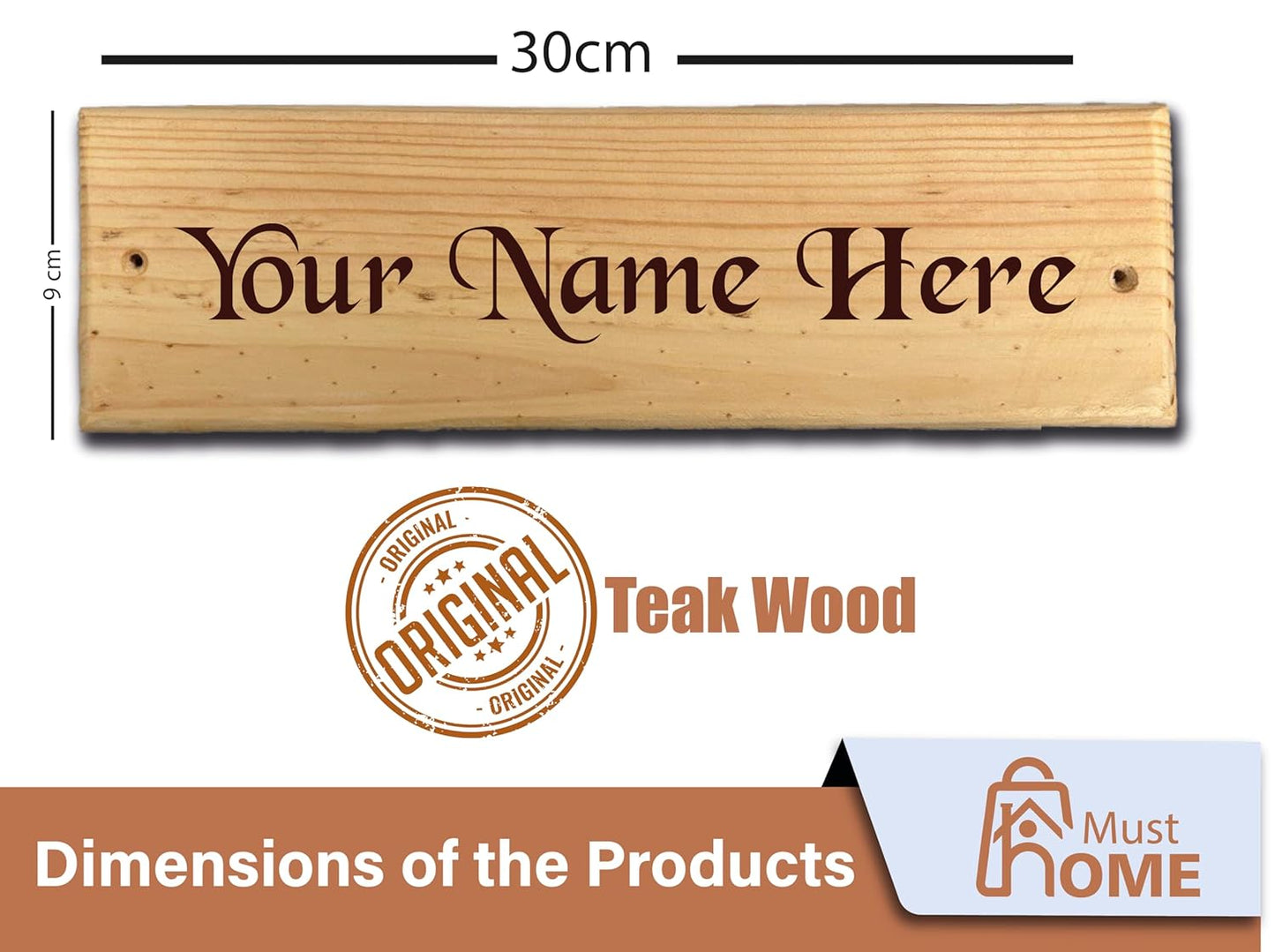 MustHome |Name Plate for Home Entrance| 30x9cm