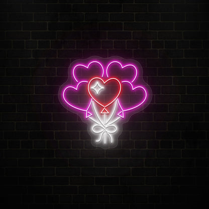 Heart Balloons Neon Sign