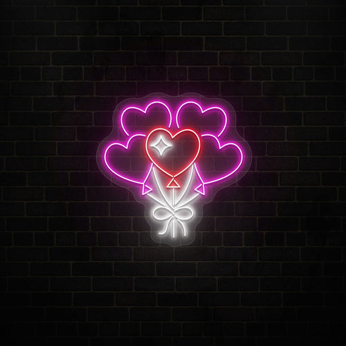 Heart Balloons Neon Sign
