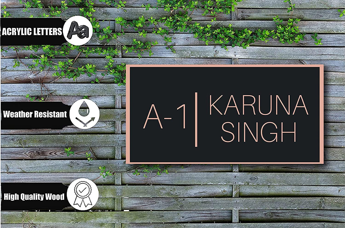 MustHome | Name Plate For Home, Office & Outdoor Entrance |30 x 15 cm