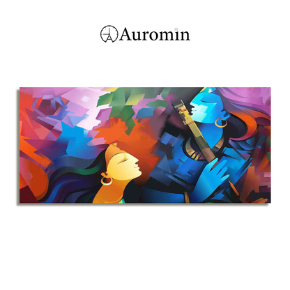 Lord Radha Krishna Premium Abstract  Canvas Wall Painting