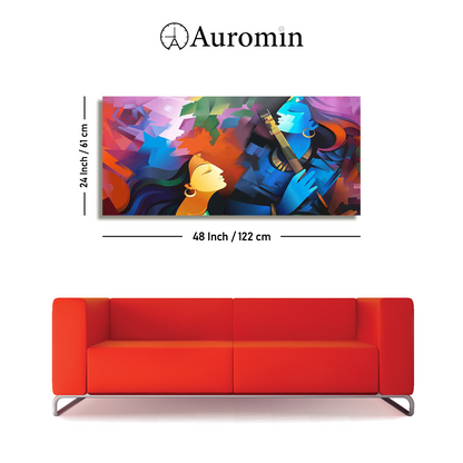 Lord Radha Krishna Premium Abstract  Canvas Wall Painting