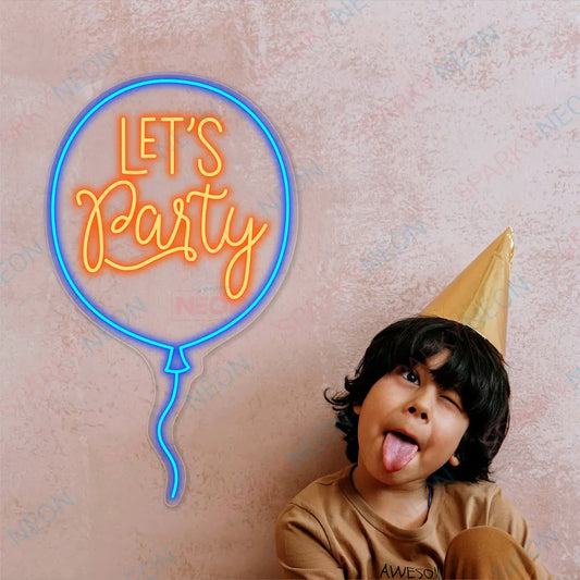 Let's Party Balloon Neon Sign Led Light
