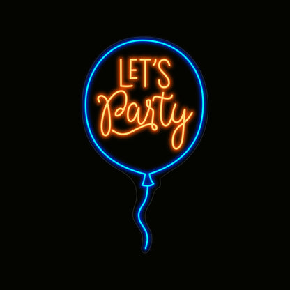 Let's Party Balloon Neon Sign Led Light