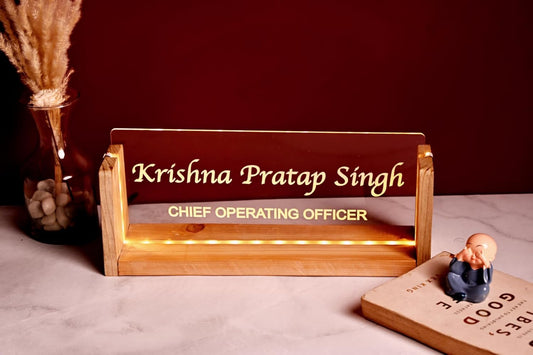 MustHome Desk Name Plate with Holder |25x6cm
