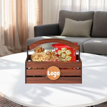Premium Wooden Basket with Handle for Gifting and Home Decor | Eco-friendly Gift Hamper Basket | Wedding Gift Return Gift