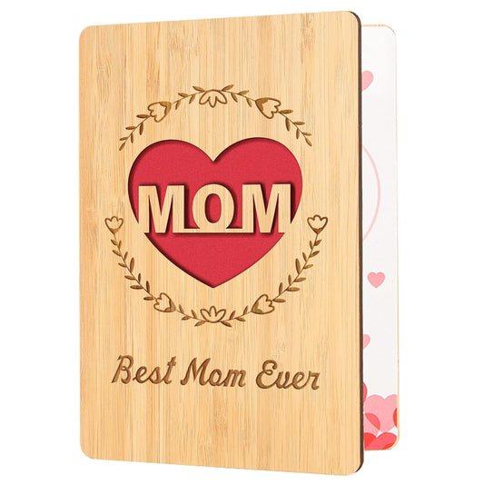 Birthday Card for Mom, Handmade Bamboo Mothers Day Card Gifts|15 x 11 cm