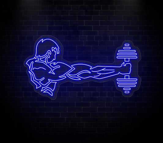 Man Lifting Dumbbell Neon Sign