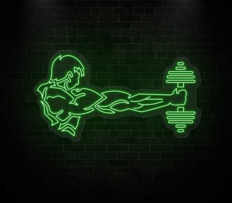 Man Lifting Dumbbell Neon Sign
