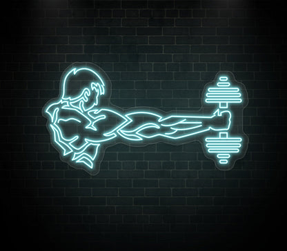 Man Lifting Dumbbell Neon Sign