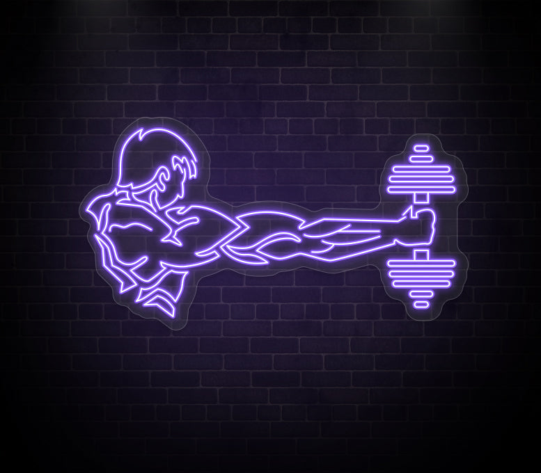 Man Lifting Dumbbell Neon Sign