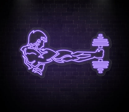 Man Lifting Dumbbell Neon Sign