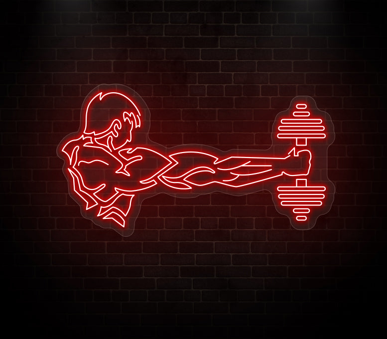 Man Lifting Dumbbell Neon Sign