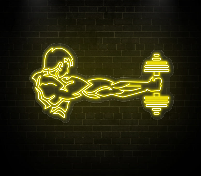 Man Lifting Dumbbell Neon Sign
