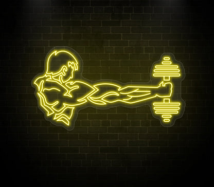 Man Lifting Dumbbell Neon Sign