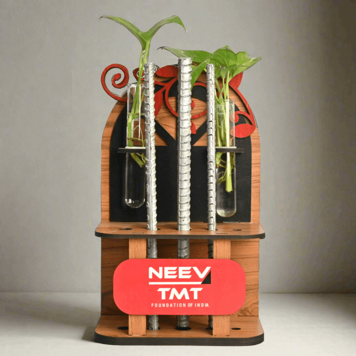 Customize Spacious Iron Rod Stand With Test Tube Planter |  Eco-Friendly Product |  Perfect Gift For Industries