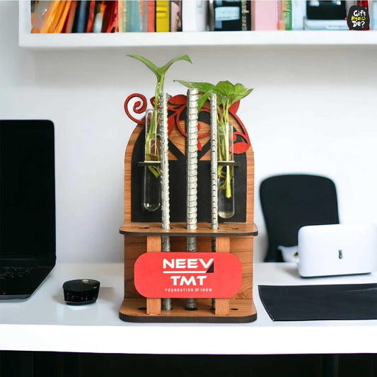 Customize Spacious Iron Rod Stand With Test Tube Planter |  Eco-Friendly Product |  Perfect Gift For Industries