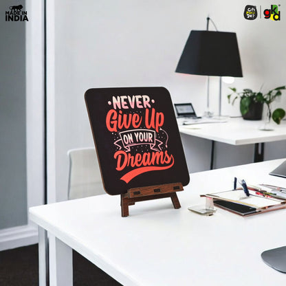 Motivational Table Top Frame for Desk | Inspirational Quotes for Office, Study, Home Decor | 6 Variants | Wooden Frame with Stand