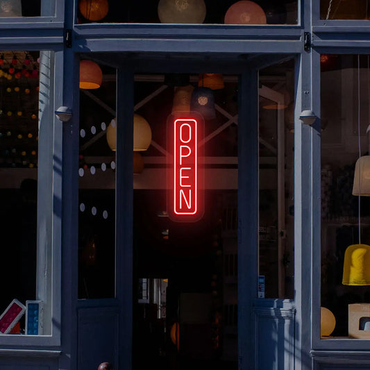 Vertical Open Neon Sign