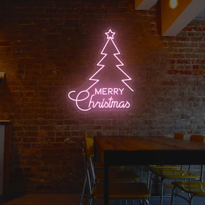Merry Christmas Tree Neon Sign