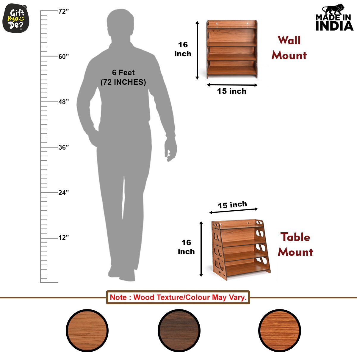 Book Rack 4 Layer Wooden Book Stand for Table | Multipurpose Home Decor Storage Rack & Book Shelf for Wall (DIY)