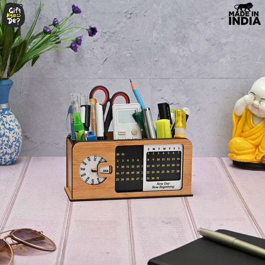 Retro Radio Look Calendar Desk Organizer | Lifetime Calendar | Desk Accessories