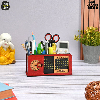 Retro Radio Look Calendar Desk Organizer | Lifetime Calendar | Desk Accessories