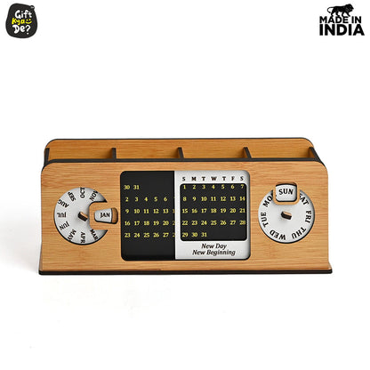 Retro Radio Look Calendar Desk Organizer | Lifetime Calendar | Desk Accessories