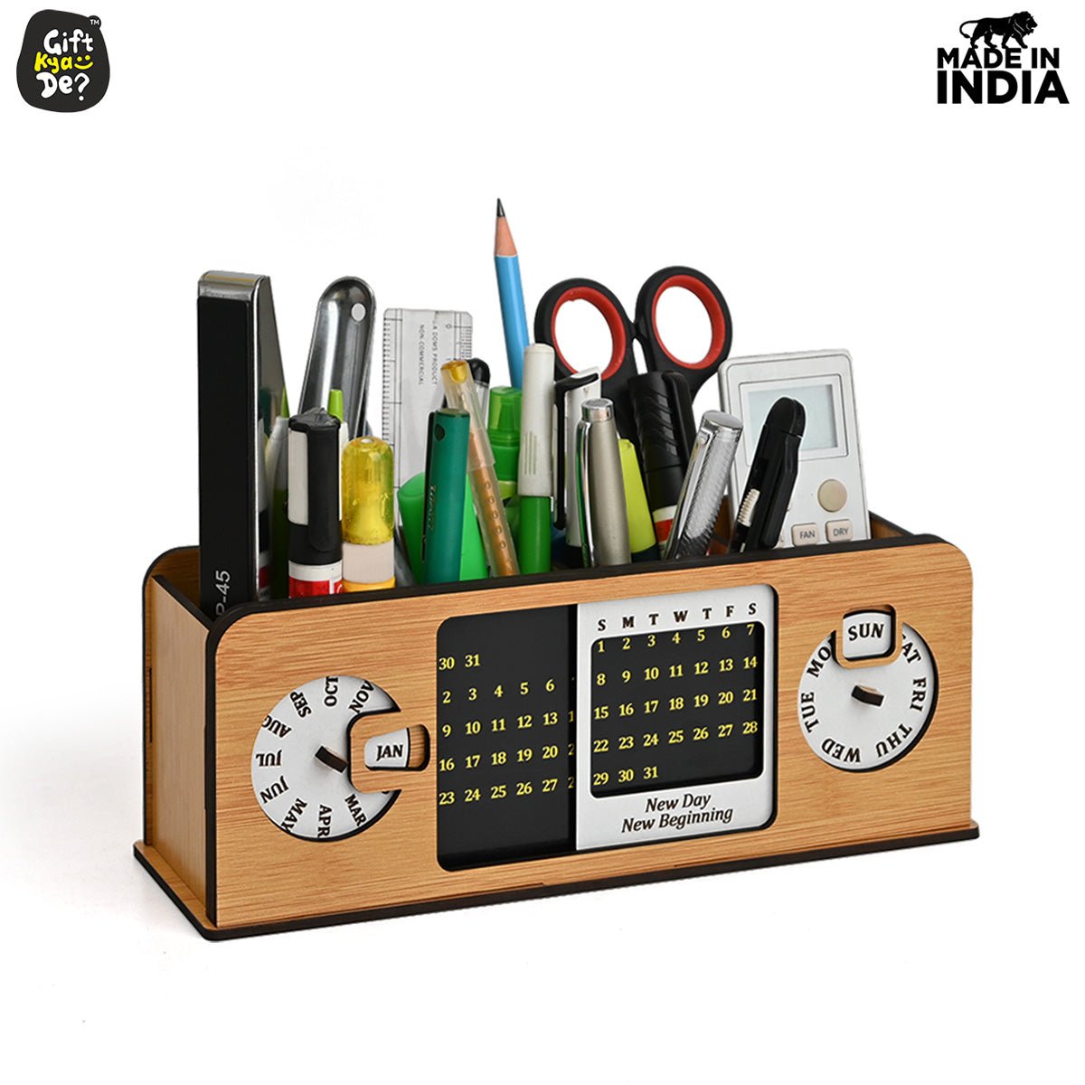 Retro Radio Look Calendar Desk Organizer | Lifetime Calendar | Desk Accessories