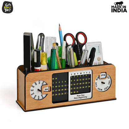 Retro Radio Look Calendar Desk Organizer | Lifetime Calendar | Desk Accessories