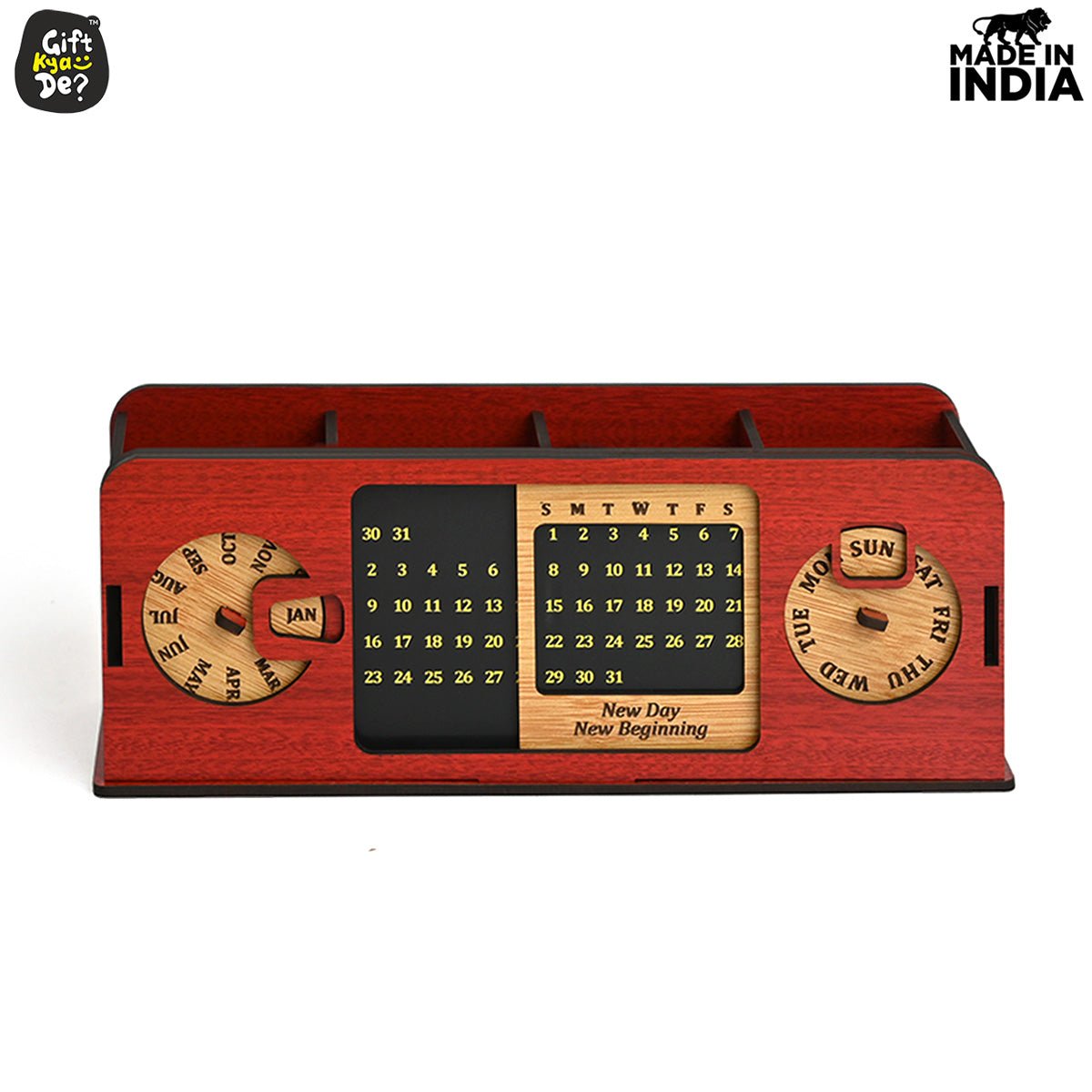 Retro Radio Look Calendar Desk Organizer | Lifetime Calendar | Desk Accessories