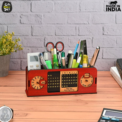 Retro Radio Look Calendar Desk Organizer | Lifetime Calendar | Desk Accessories