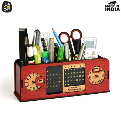 Retro Radio Look Calendar Desk Organizer | Lifetime Calendar | Desk Accessories