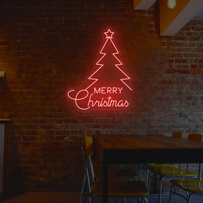 Merry Christmas Tree Neon Sign
