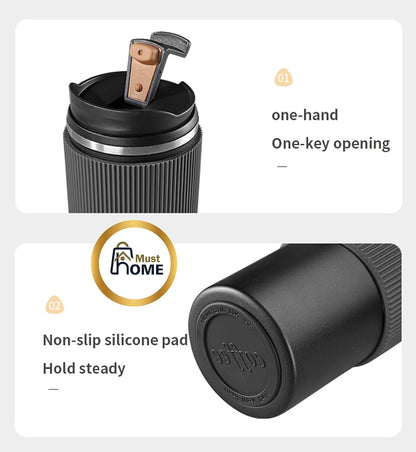 Musthome coffee mug flask insulated leak proof with lid travel Tumbler thermos sipper steel mugs  - Hot and Cold for 6 Hours,500 ML|‎9W x 8H CM