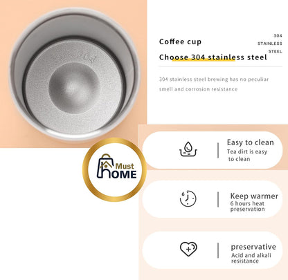 Musthome coffee mug flask insulated leak proof with lid travel Tumbler thermos sipper steel mugs  - Hot and Cold for 6 Hours,500 ML|‎9W x 8H CM