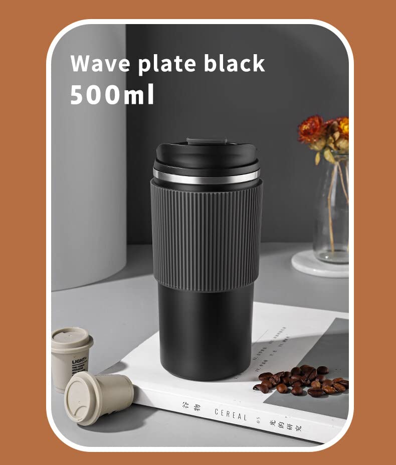 Musthome coffee mug flask insulated leak proof with lid travel Tumbler thermos sipper steel mugs  - Hot and Cold for 6 Hours,500 ML|‎9W x 8H CM