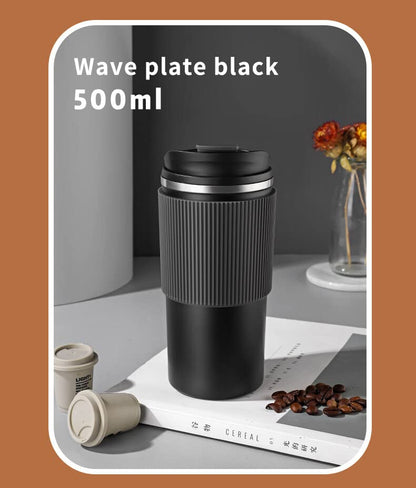 Musthome coffee mug flask insulated leak proof with lid travel Tumbler thermos sipper steel mugs  - Hot and Cold for 6 Hours,500 ML|‎9W x 8H CM