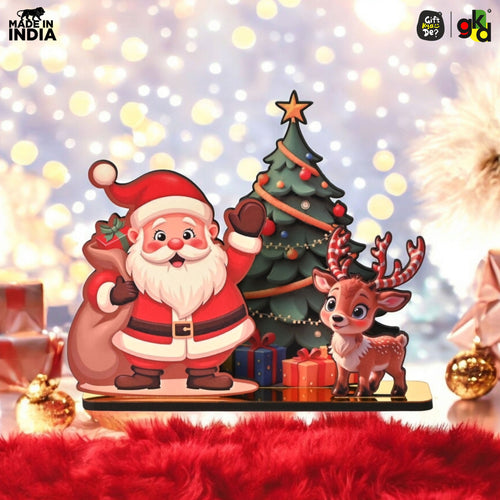 Christmas Santa Wooden Tabletop Decor | Festive Table Decoration for Christmas, Holiday Gift