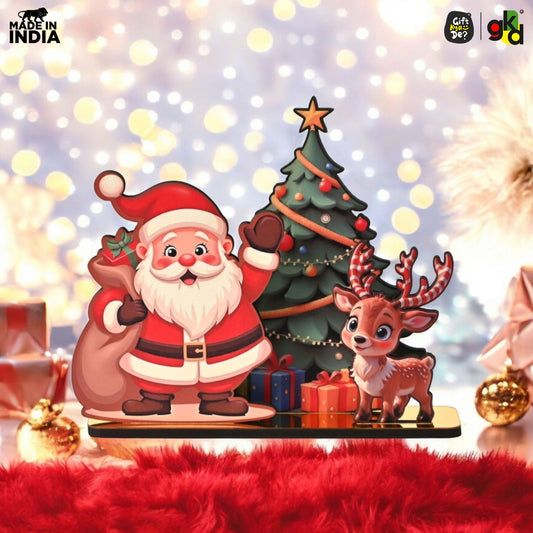 Christmas Santa Wooden Tabletop Decor | Festive Table Decoration for Christmas, Holiday Gift