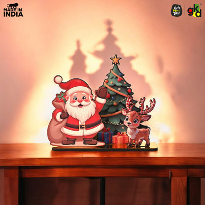 Christmas Santa Wooden Tabletop Decor | Festive Table Decoration for Christmas, Holiday Gift