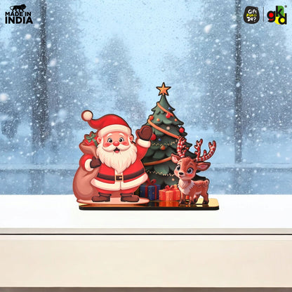 Christmas Santa Wooden Tabletop Decor | Festive Table Decoration for Christmas, Holiday Gift