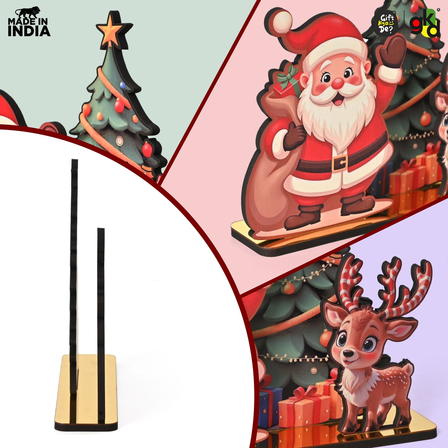 Christmas Santa Wooden Tabletop Decor | Festive Table Decoration for Christmas, Holiday Gift