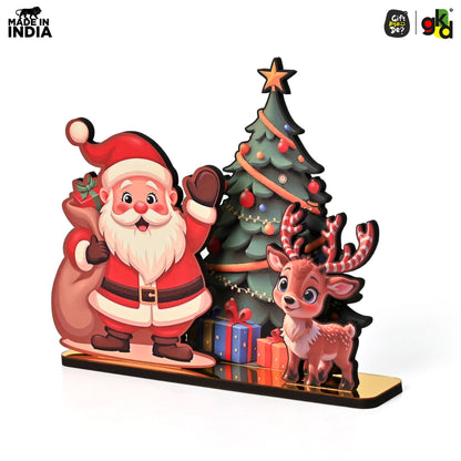 Christmas Santa Wooden Tabletop Decor | Festive Table Decoration for Christmas, Holiday Gift