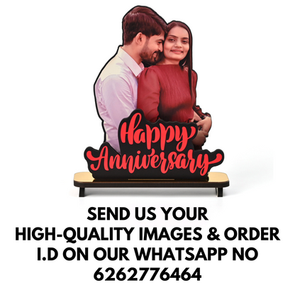 Happy Anniversary Customized Wooden Photo Frame Stand - Personalized Couple Gift