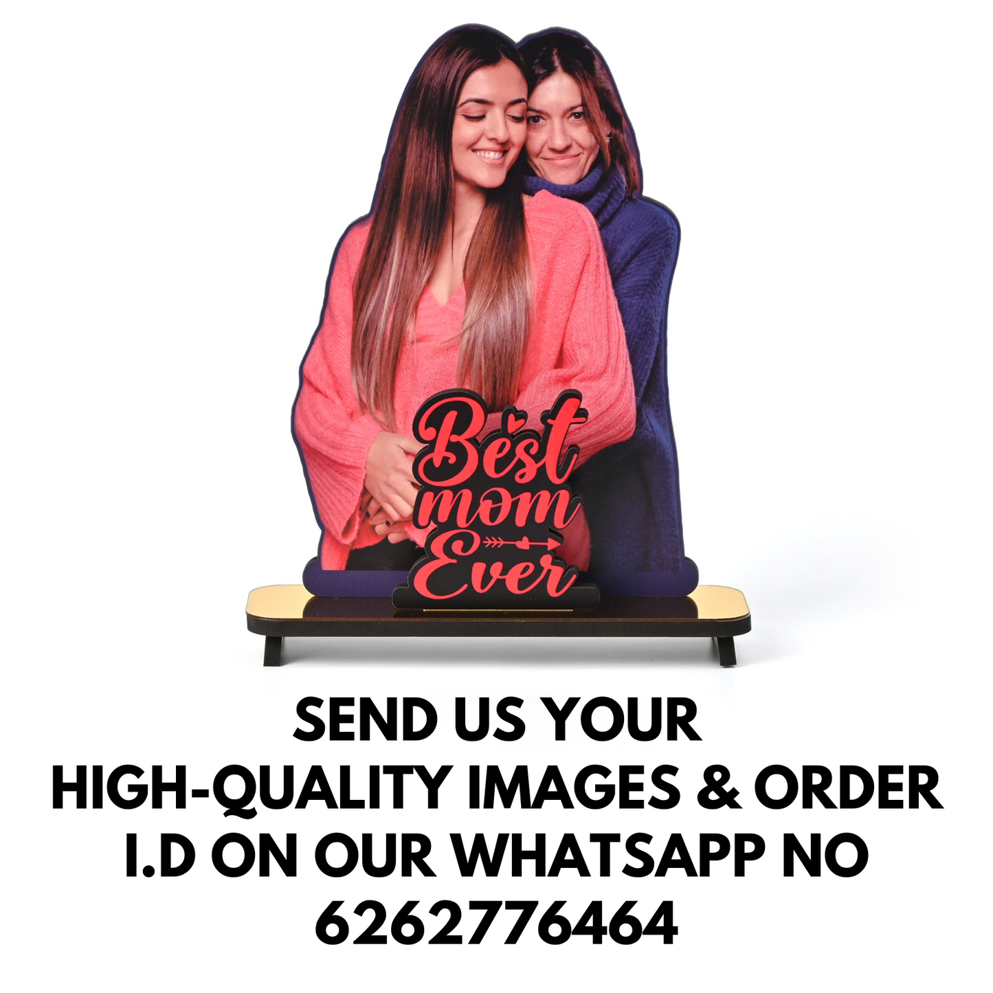 Customized Best Mom Ever Photo Frame Stand - Personalized Gift for Mothers