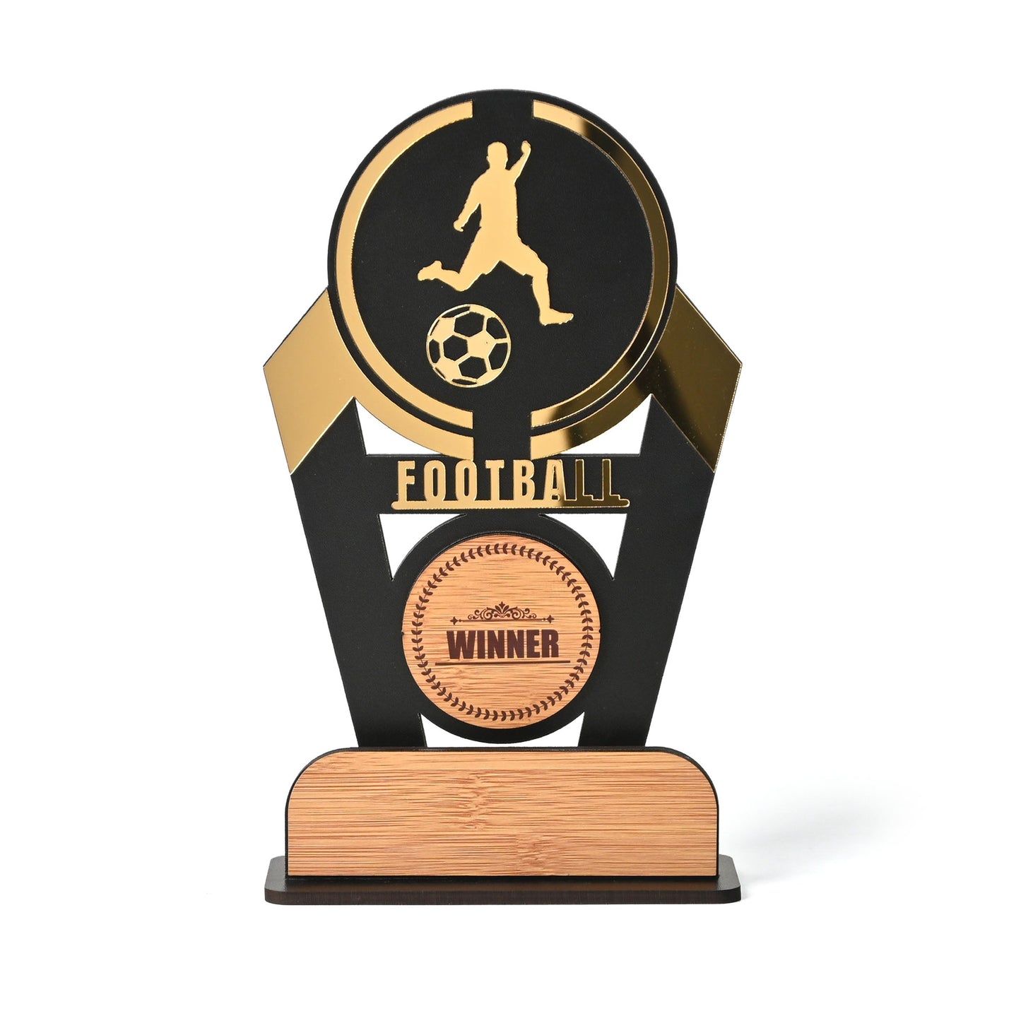 Wooden Sports Winner Trophy - Cricket, Football, Table Tennis, Yoga, Basketball | 9.5 x 6 Inches | School, College & Corporate Events