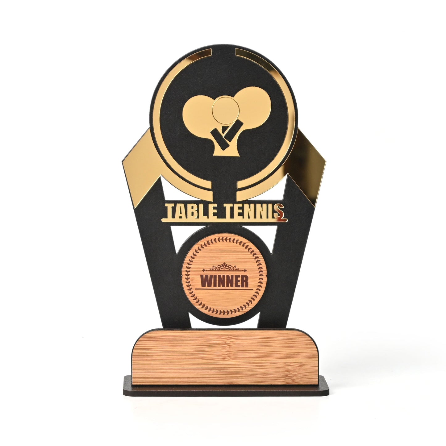 Wooden Sports Winner Trophy - Cricket, Football, Table Tennis, Yoga, Basketball | 9.5 x 6 Inches | School, College & Corporate Events